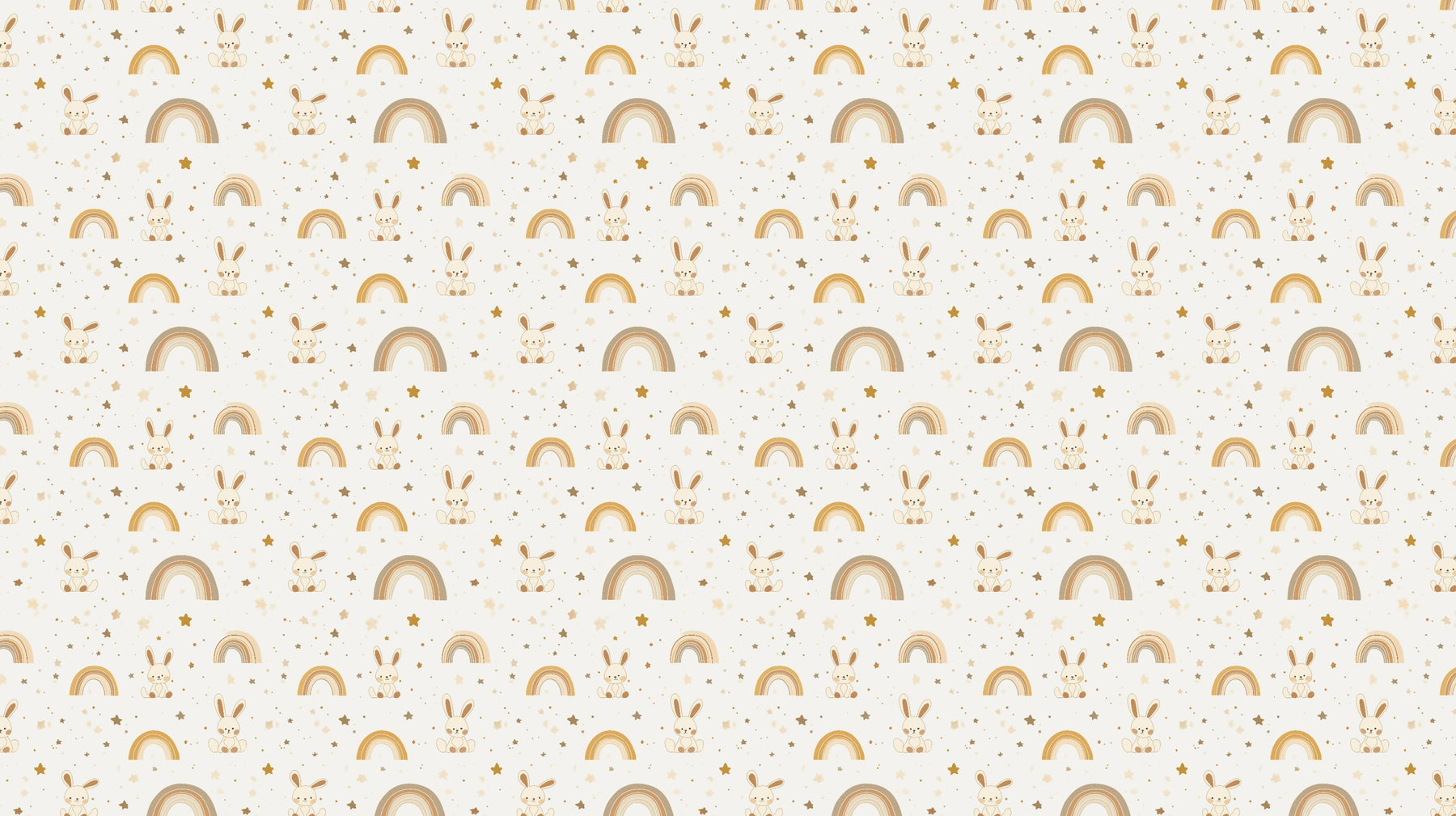 Detailed bunny and golden rainbow mural wallpaper design pattern by Kids-Mundo