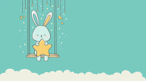 Detailed bunny swing and starry sky mural wallpaper design pattern by Kids-Mundo