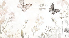 Detailed watercolor butterfly and floral mural wallpaper design pattern by Kids-Mundo
