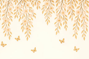 Detailed butterfly garden mural wallpaper design pattern with delicate flowers by Kids-Mundo