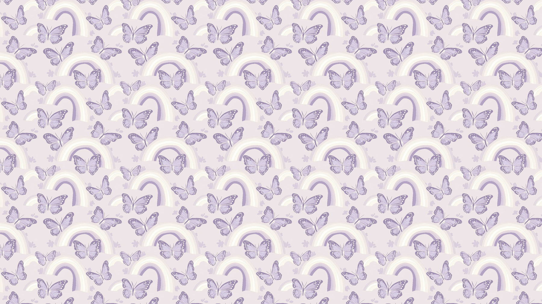 Detailed purple butterfly and rainbow mural wallpaper design pattern by Kids-Mundo