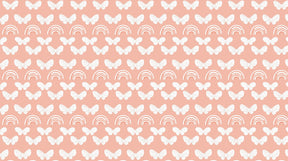 Detailed butterfly and rainbow mural wallpaper design pattern on pink background by Kids-Mundo