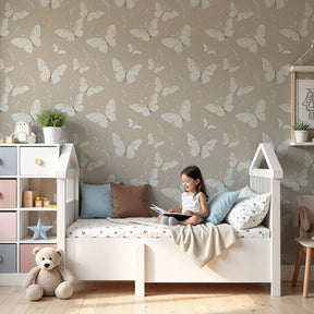 Delicate butterfly mural wallpaper creating peaceful nursery atmosphere by Kids-Mundo