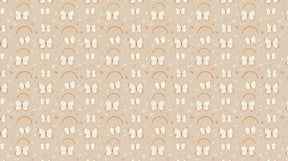 Detailed butterfly and rainbow mural wallpaper design pattern on beige background by Kids-Mundo