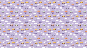 Detailed colorful cars mural wallpaper design pattern with purple background by Kids-Mundo