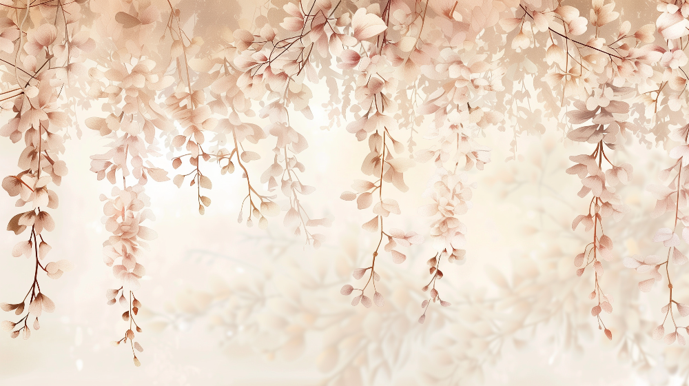 Cascading Blush Wisteria Wall Mural