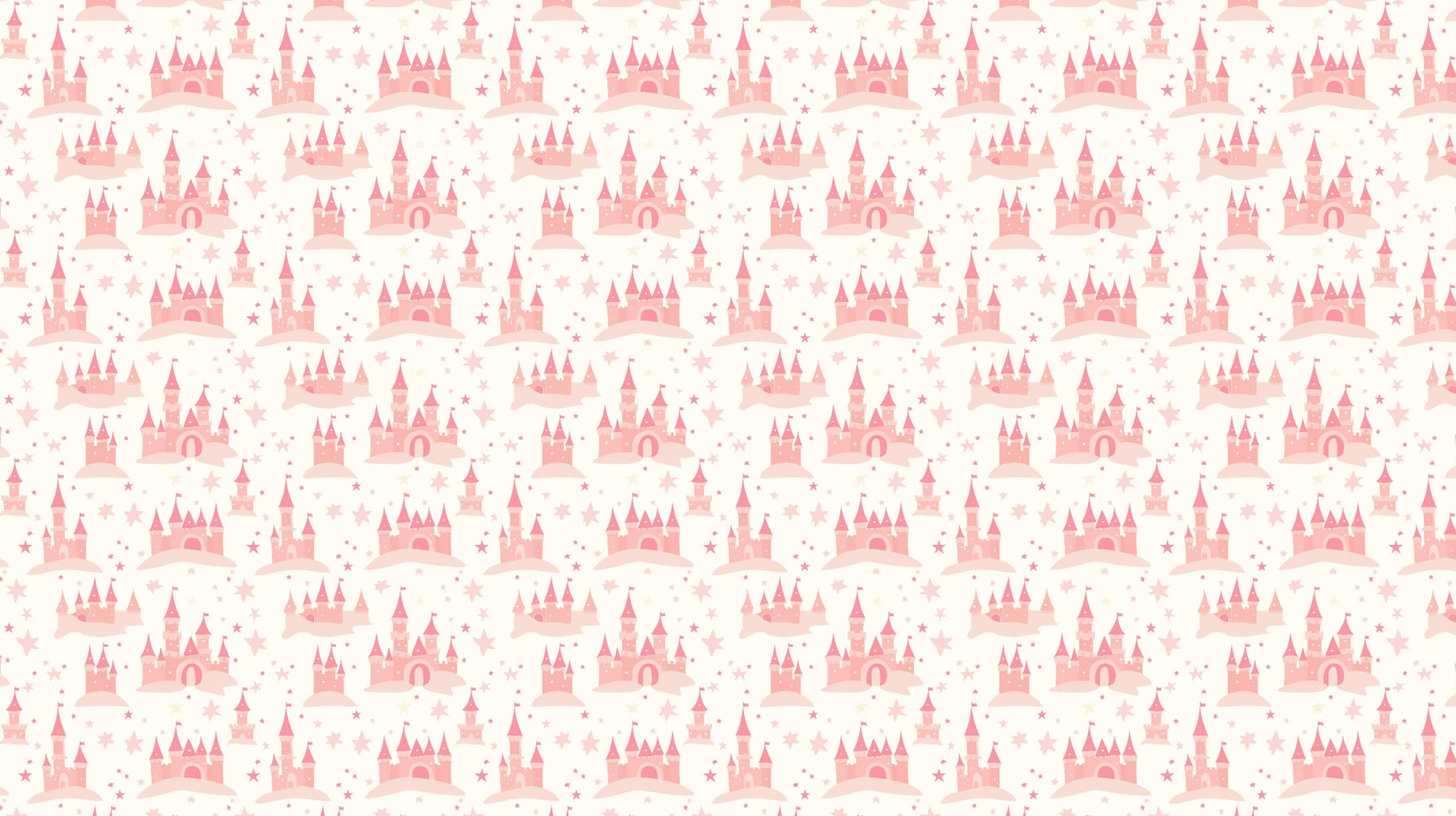 Detailed pink castle and stars mural wallpaper design pattern by Kids-Mundo