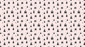 Detailed pink castle stars mural wallpaper design pattern showing fairytale motifs by Kids-Mundo