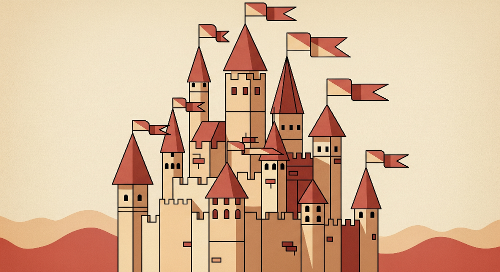 Medieval Castle with Flags Wall Mural