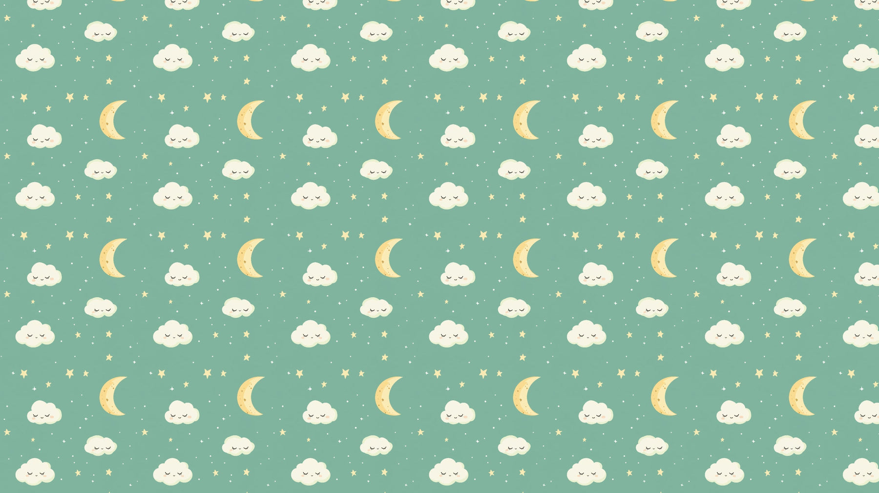 Detailed celestial clouds mural wallpaper design pattern with moon stars by Kids-Mundo