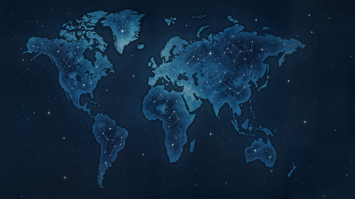 Midnight Constellation World Map Wall Mural