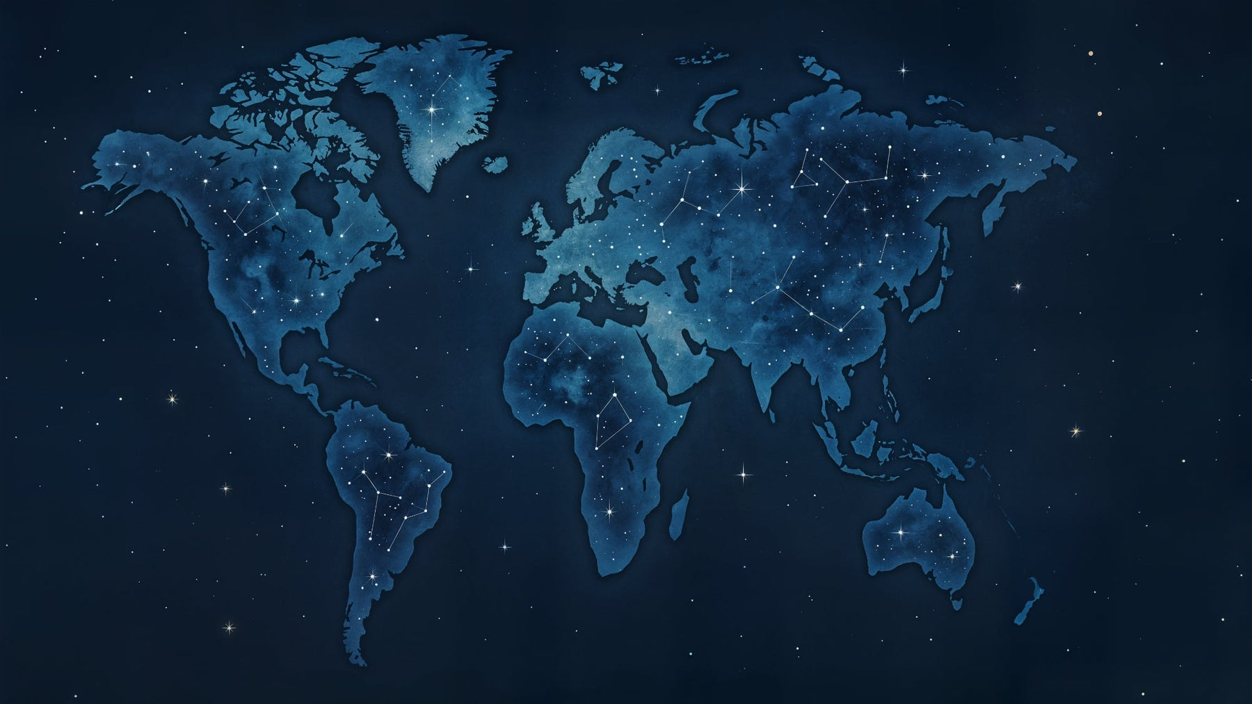 Detailed celestial world map mural wallpaper design pattern with golden constellations by Kids-Mundo