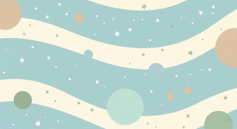 Detailed celestial space mural wallpaper design pattern with stars and planets by Kids-Mundo