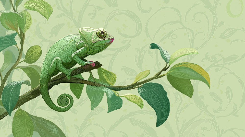 Chameleon on a Branch Wall Mural