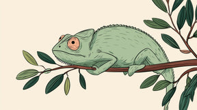 Detailed chameleon mural wallpaper design pattern showing peaceful reptile on branch by Kids-Mundo