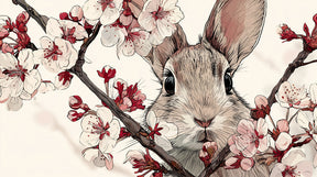 Detailed cherry blossom bunny rabbit mural wallpaper design pattern by Kids-Mundo