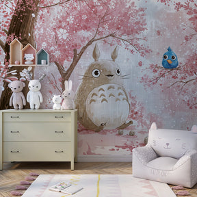 Enchanted floral mural wallpaper creating magical atmosphere in children's bedroom decor