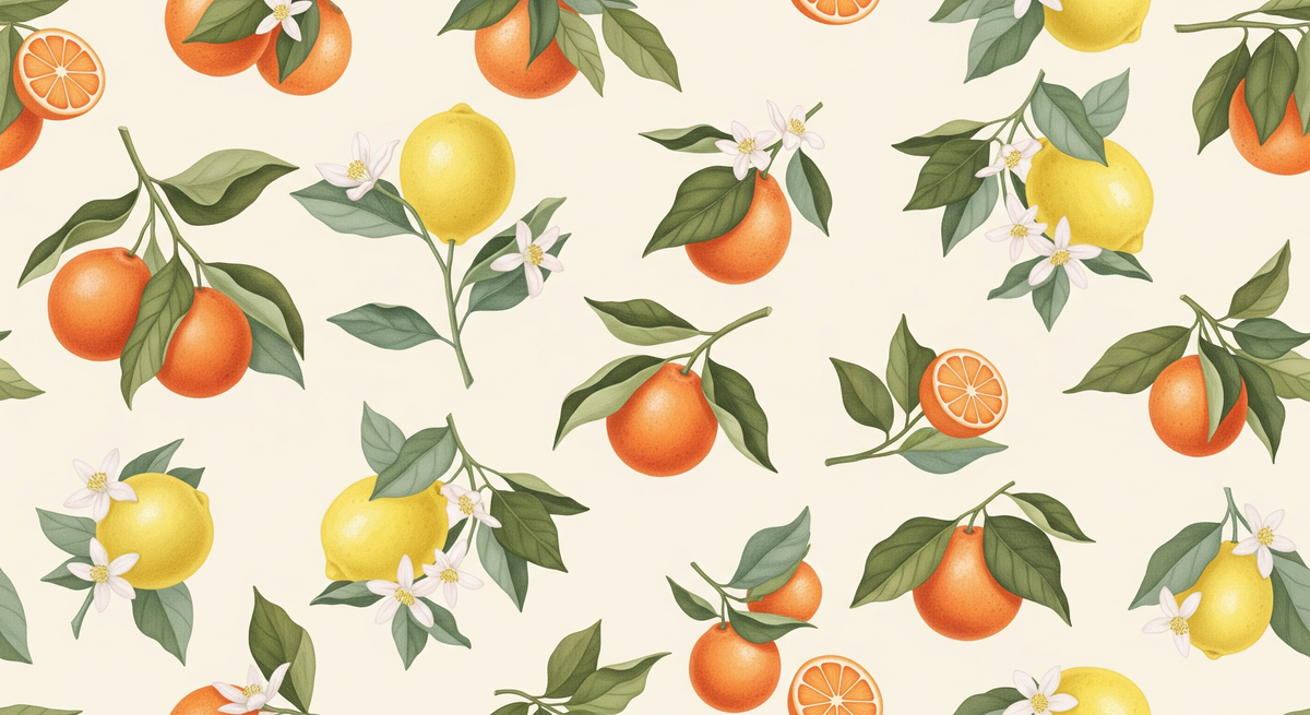 Citrus Grove Oranges and Lemons Wall Mural