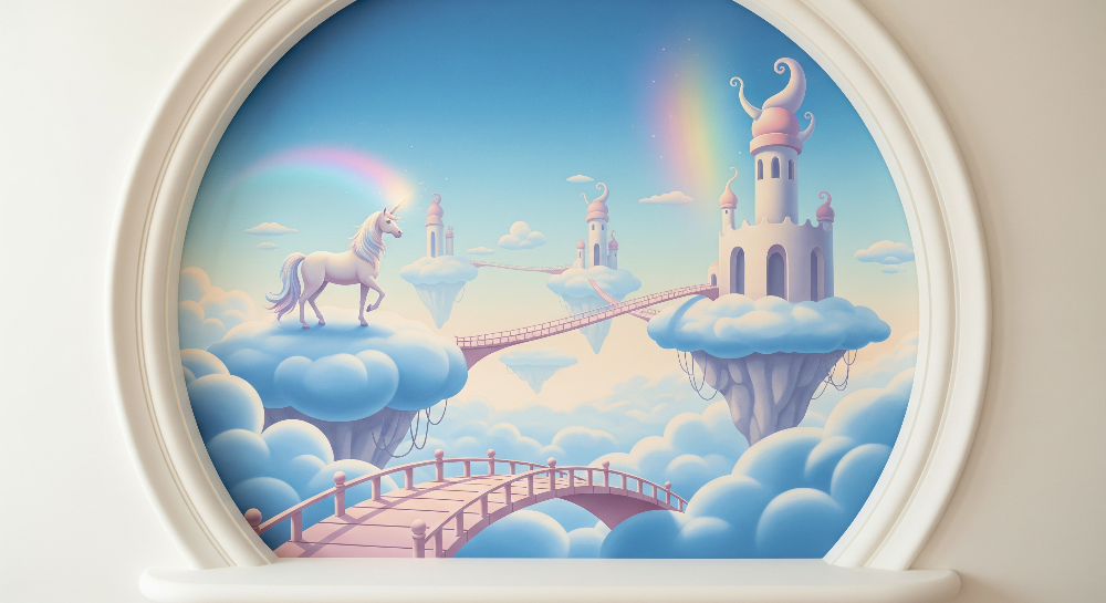 Cloud Castle Sky Portal Unicorn Wall Mural