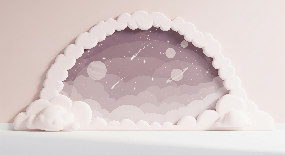 Cloud-Framed Starry Sky Wall Mural