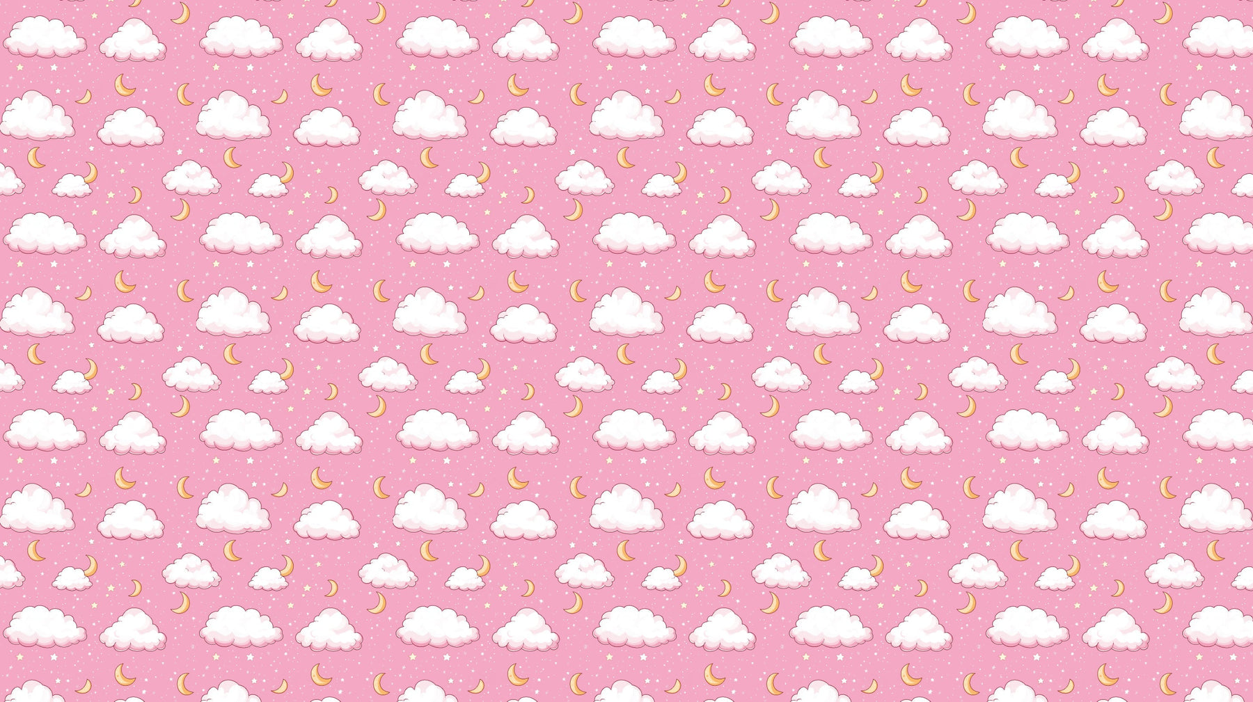 Detailed cloud and moon mural wallpaper design pattern in soft pink by Kids-Mundo