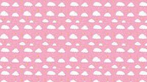 Detailed cloud and moon mural wallpaper design pattern in soft pink by Kids-Mundo