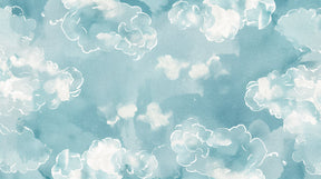 Detailed pastel blue watercolor cloud mural wallpaper design pattern by Kids-Mundo