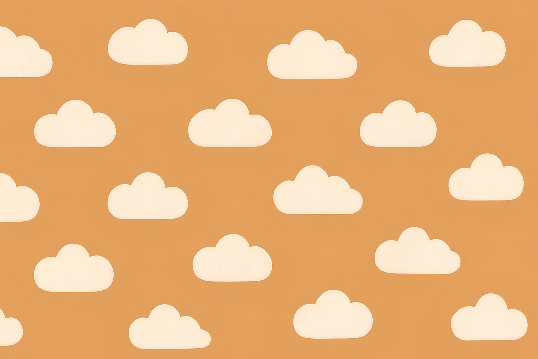Detailed cloud mural wallpaper design pattern showing soft cream clouds on earthy background by Kids-Mundo