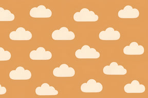 Detailed cloud mural wallpaper design pattern showing soft cream clouds on earthy background by Kids-Mundo