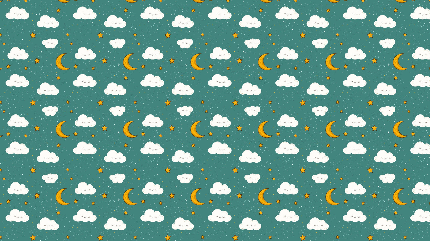 Detailed cloud sky mural wallpaper design pattern with stars and moon by Kids-Mundo