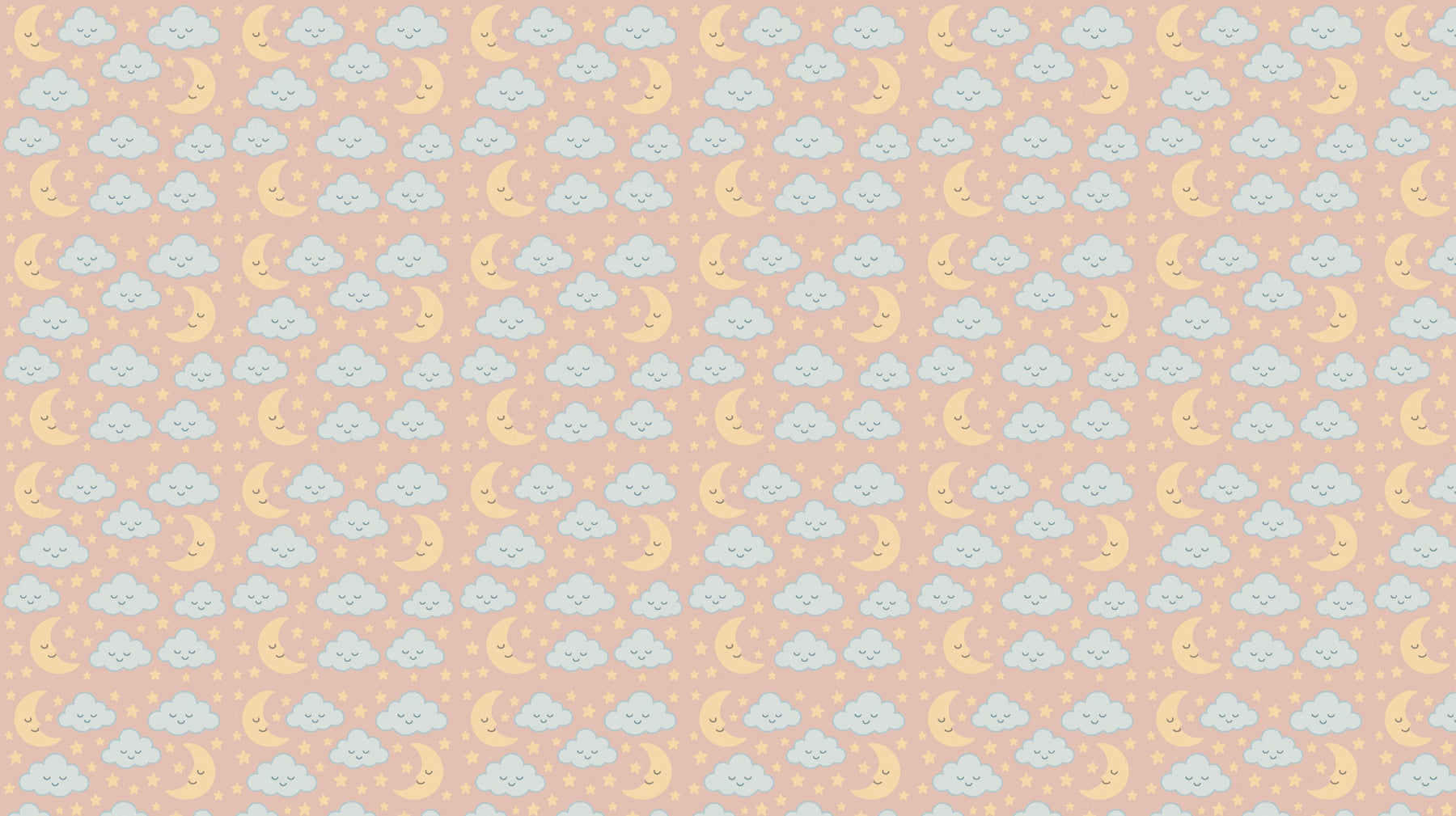 Detailed smiling clouds and moon mural wallpaper design pattern by Kids-Mundo