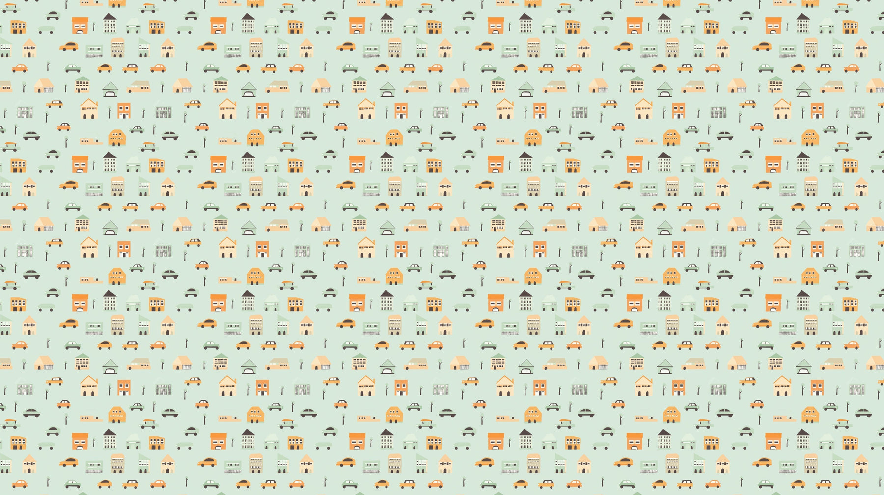 Detailed colorful city mural wallpaper design pattern with cars and buildings by Kids-Mundo