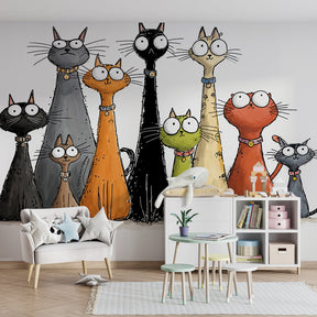 Whimsical kitten mural wallpaper bringing joy to kids playroom by Kids-Mundo