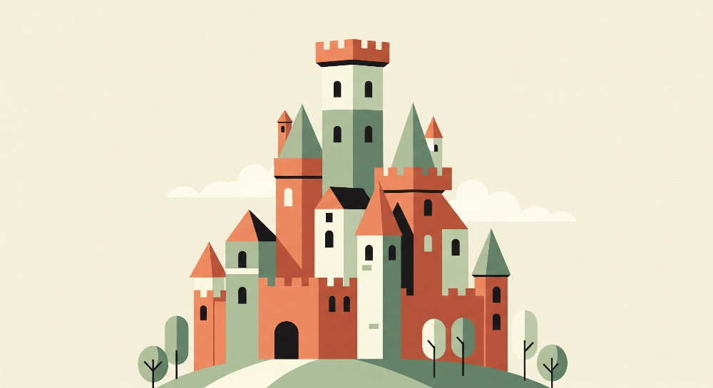 Colourful Castle on a Green Hill Wall Mural