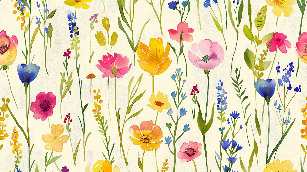 Colourful Wildflower Meadow Wall Mural