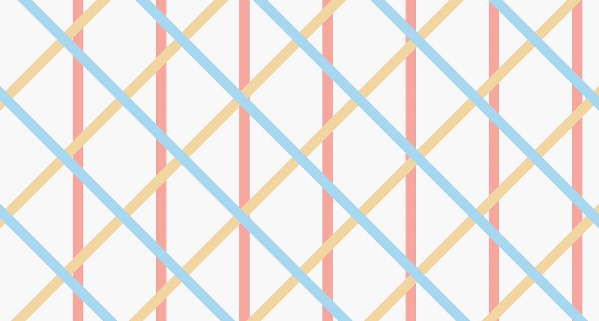 Coral, Blue and Yellow Lattice Wall Mural