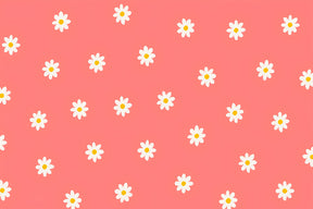 Detailed coral floral mural wallpaper design pattern with white flowers by Kids-Mundo