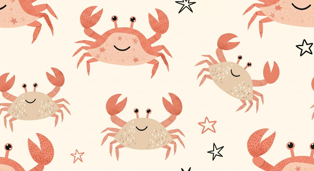 Happy Crabs and Starfish Wall Mural