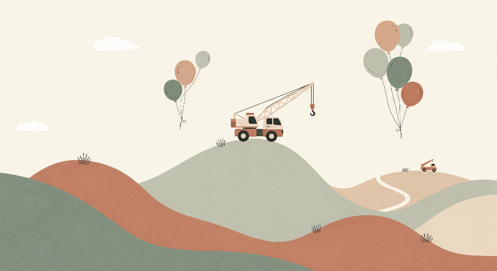 Crane Truck and Balloons Wall Mural