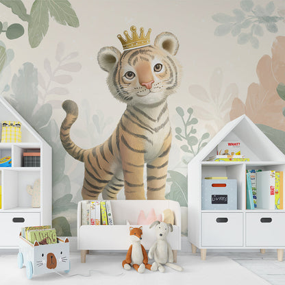 Kids-Mundo little king tiger mural bringing jungle charm to a kids bedroom wall.