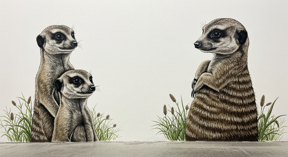 Curious Meerkat Family Wall Mural