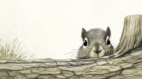 Detailed curious squirrel forest mural wallpaper design pattern by Kids-Mundo