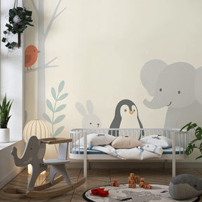 Woodland creatures mural wallpaper transforming toddler room into magical nature sanctuary