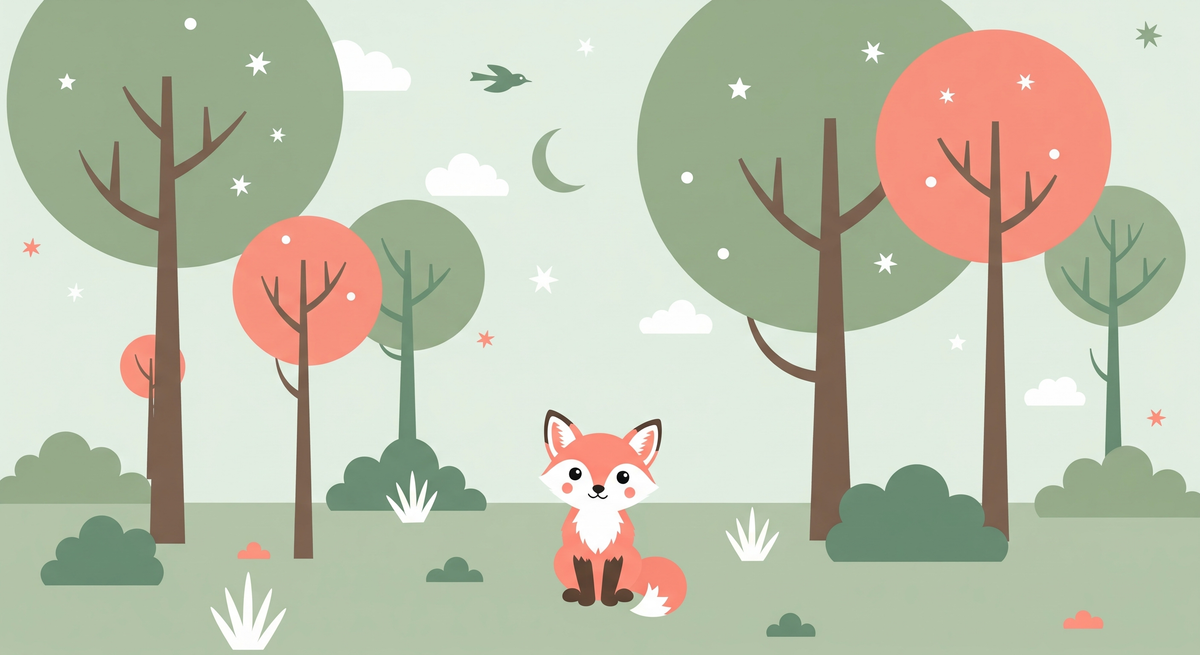 Cute Cartoon Fox Forest Wall Mural