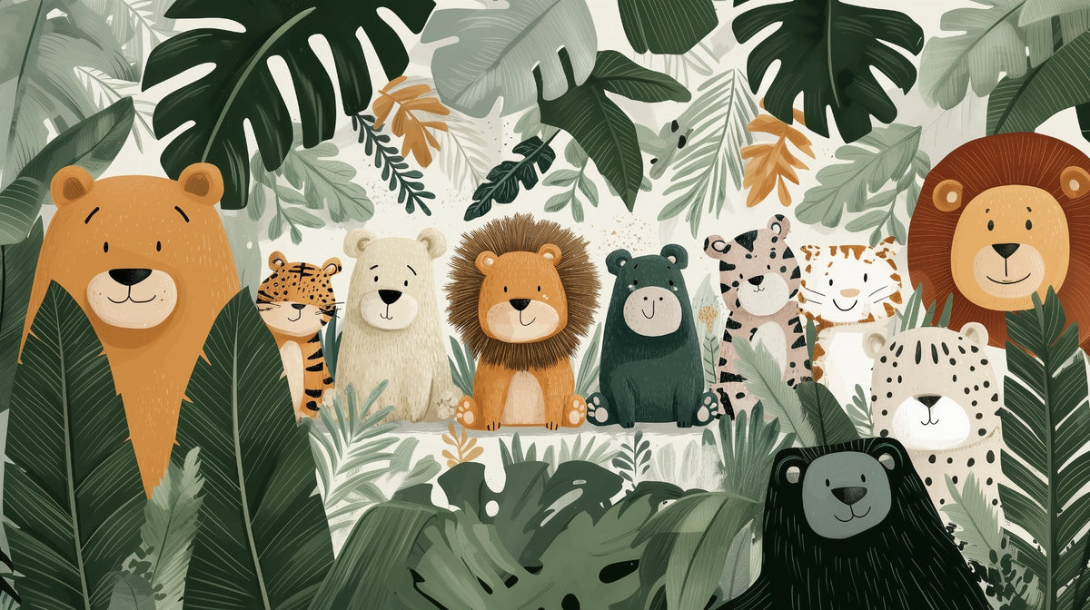 Cute Jungle Animal Gang Wall Mural