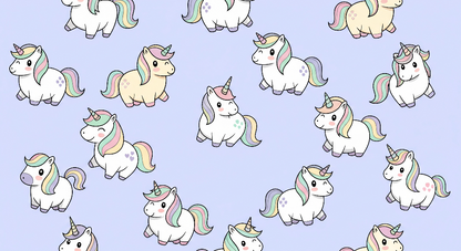 Kids-Mundo flat artwork preview of the cute pastel unicorn pattern wall mural design.