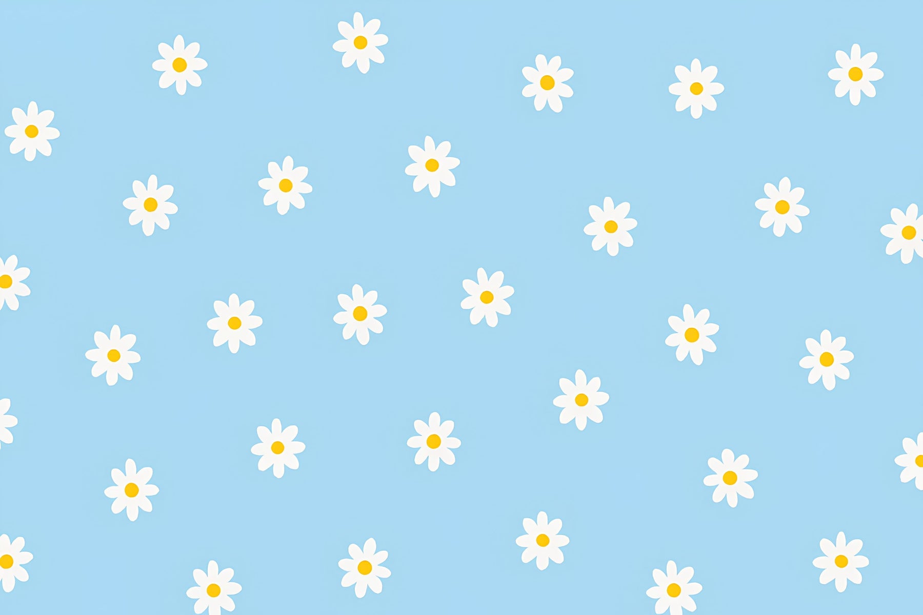 Detailed daisy floral mural wallpaper design pattern with blue sky by Kids-Mundo
