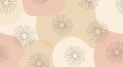 Kids-Mundo flat artwork preview of the daisy outline wall mural pattern design.