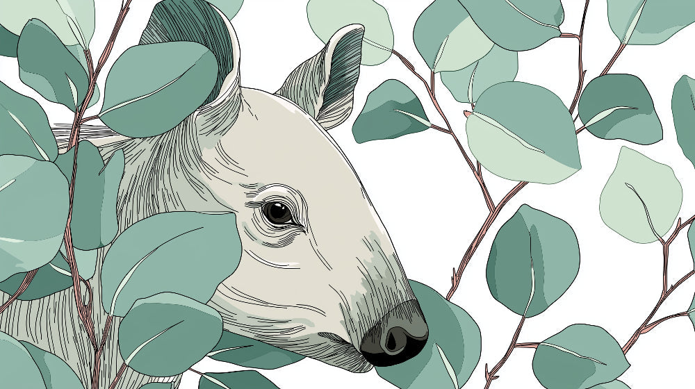 Detailed deer and foliage mural wallpaper design pattern with woodland theme by Kids-Mundo