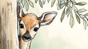 Detailed curious fawn woodland mural wallpaper design pattern by Kids-Mundo